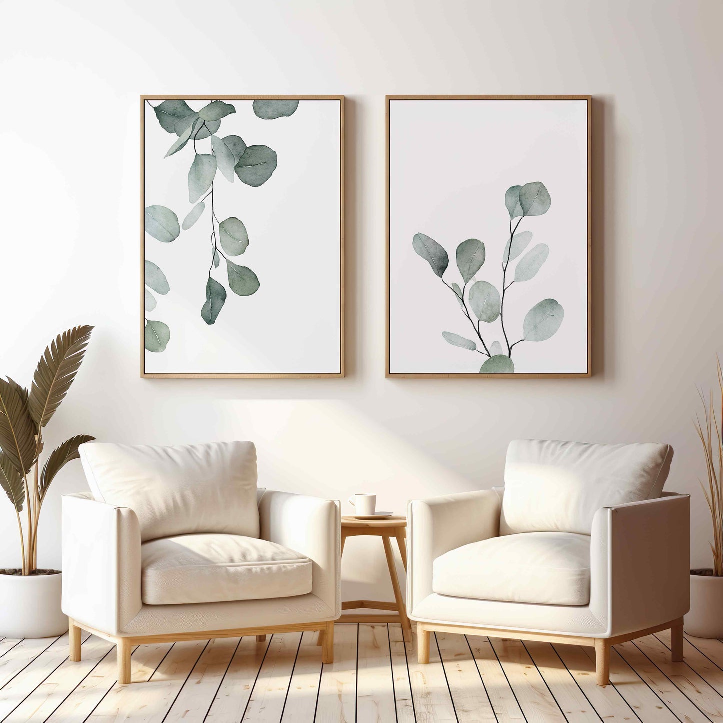 Minimalist Eucalyptus Wall Art – Set of 2 Prints