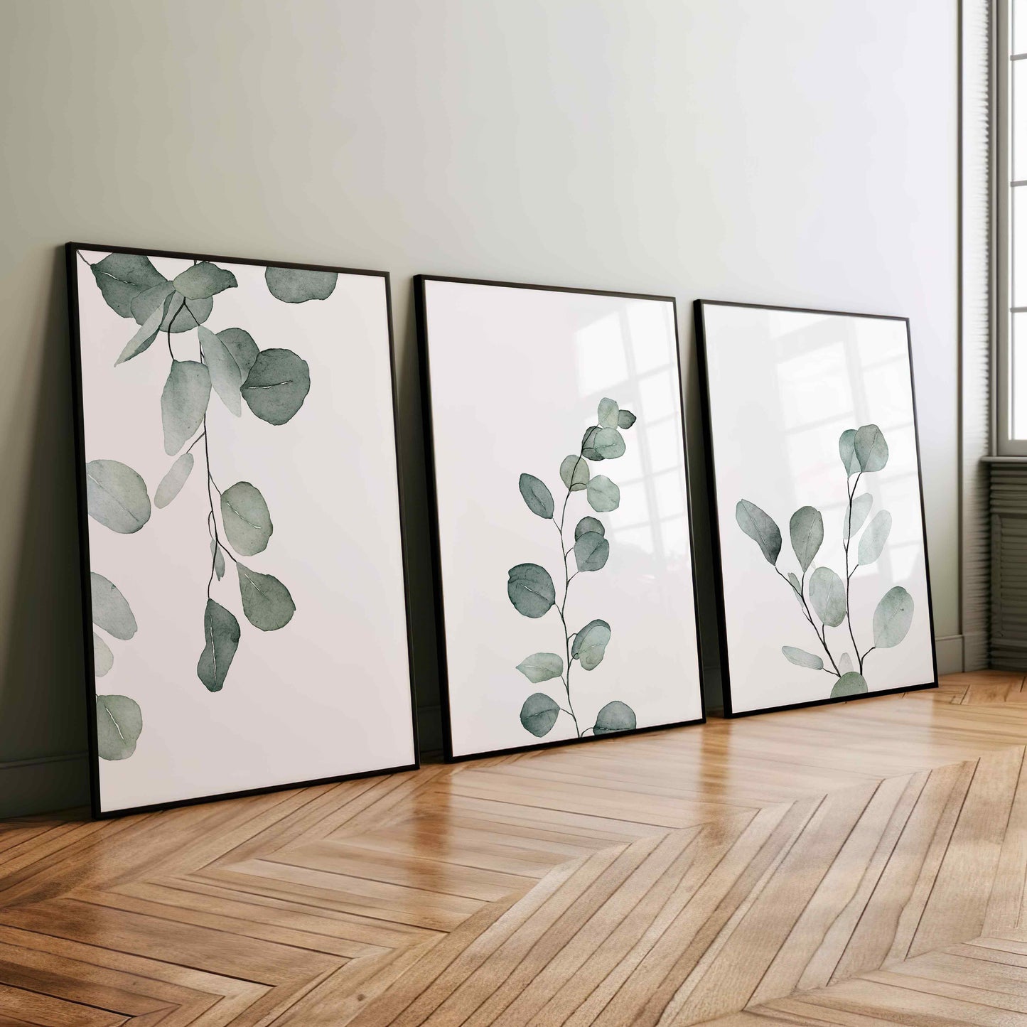 Minimalist Eucalyptus Wall Art – Set of 3 Prints