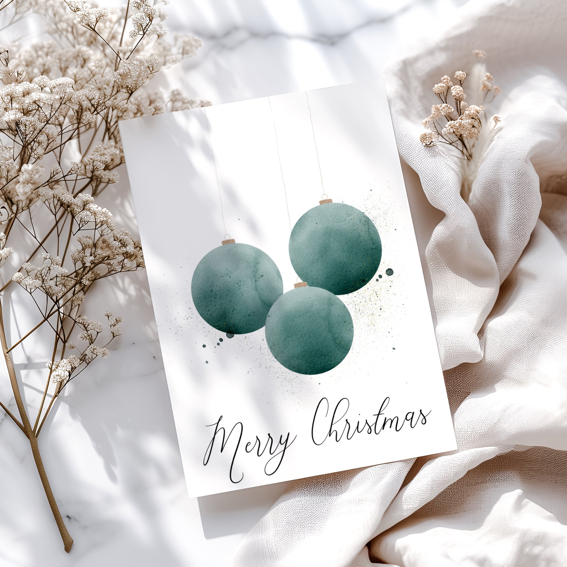 Printable Card | Ornament Watercolor Design for Holiday Cheer