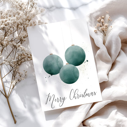 Printable Card | Ornament Watercolor Design for Holiday Cheer