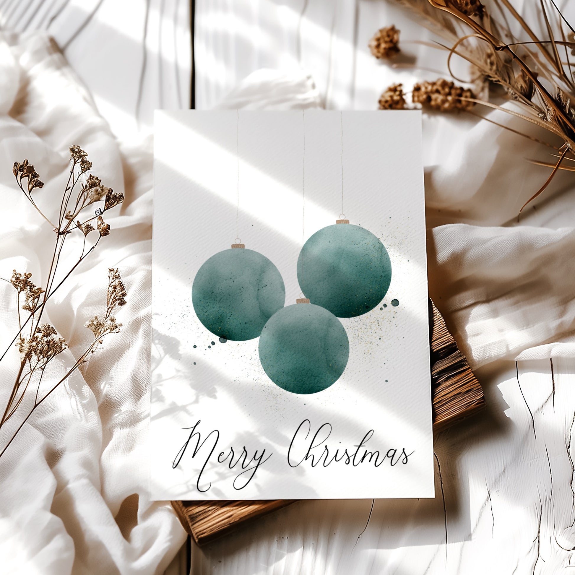 Printable Card | Ornament Watercolor Design for Holiday Cheer