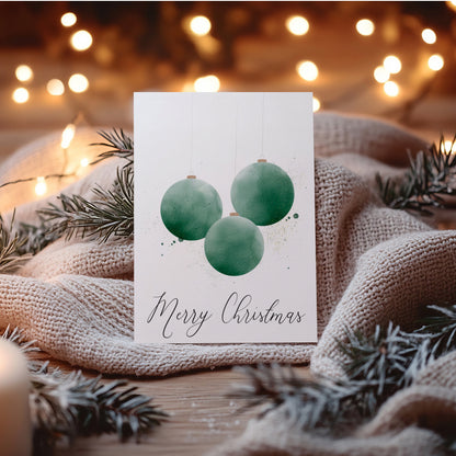 Printable Christmas Card - Ornament Watercolor Design