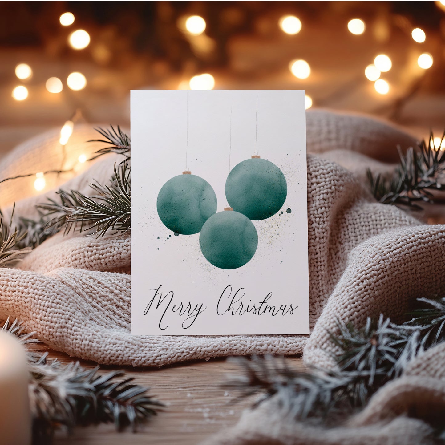 Printable Card | Ornament Watercolor Design for Holiday Cheer