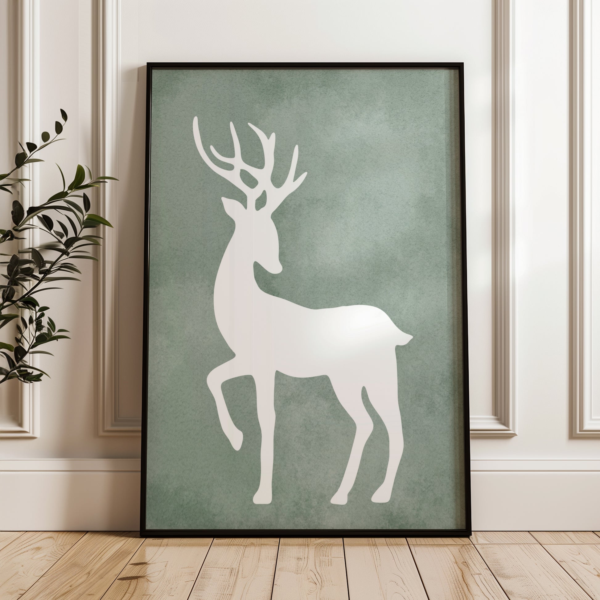 Minimalist Nordic Deer Silhouette | Printable Wall Art