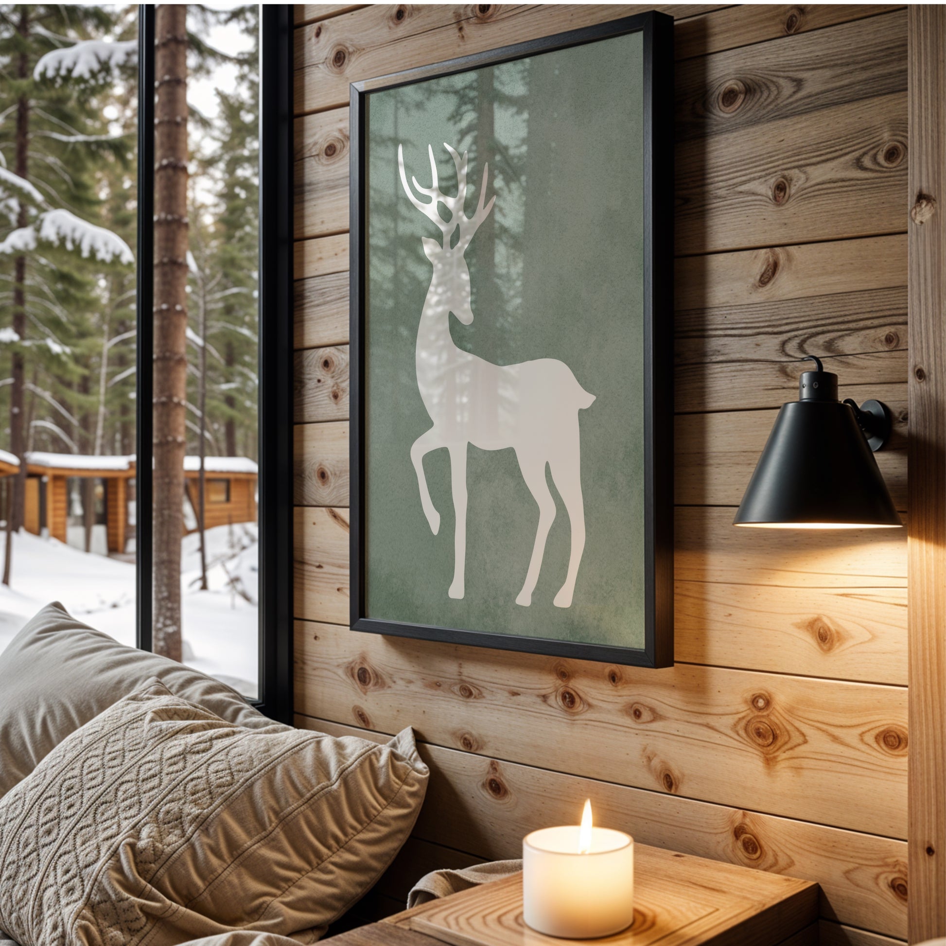 Minimalist Nordic Deer Silhouette | Printable Wall Art